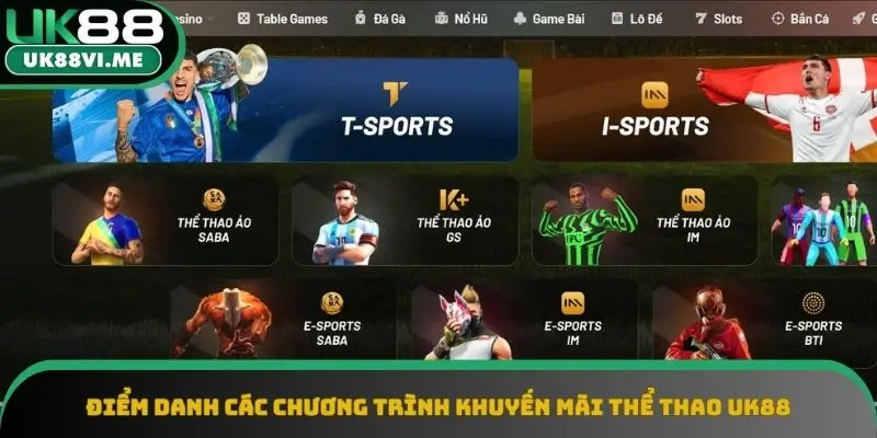 Điểm danh các khuyến mãi thể thao UK88